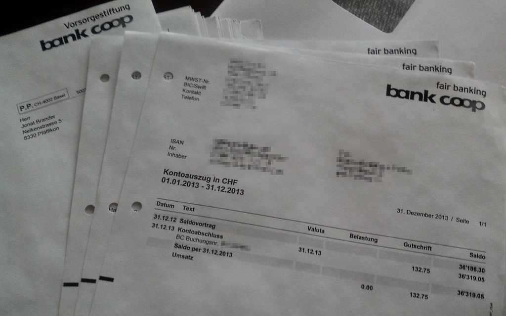 Bank Coop Datenpanne / Kontoauszug